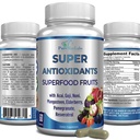 Super Antiossidante Fruit Superfood Complex - Potente Antiossidante Superfrutti, Acai, Goji, Noni, Mangosteen, Pomegranate, Elderberry, Resveratrolo, Supporto immunitario, Cura della pelle - 60 capsule