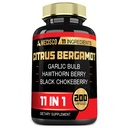 11in1 Citrus Bergamot Supplemento 1000mg con Olive Leaf, Hawthorn Berry, Guggul, Aglio, e altro ancora - Immunità di supporto, Sistema circolatorio &amp; Salute complessiva - 200 Capsule