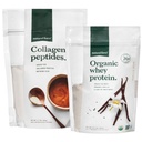Peptidi di collagene di erba naturale Clean, Peptides di Fed di forza naturale + Vanilla Organic Whey Protein Bundle – Organico, Non OGM Whey Protein & Hydrolyzed Tipo I e III Collagen – 14.3 Ounce Bag e 11.7 Ounce Bag