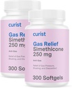 Rilievo di gas Curist Simethicone 2 Pack - 250 mg Softgels (600 Conte) Rilievo Digestivo, Rilievo Bloating & Anti Flatulence Gas Pillole per Adulti Aiuti Gas e Bloating Relief (600 Softgels)
