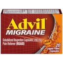 Advil Migraine Headache Relief, Ibuprofen Capsule con Ibuprofene 200mg per Migraine Relief, Nausea Relief e Light Sensitivity Relief - 20 capsule riempite liquide