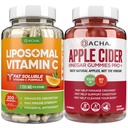 Ultimate Immune Boost Bundle - Liposomal Vitamin C & Apple Cider Vinegar Gummies, Detox e Cleanse, Supporto per la perdita di peso ACV con madre, Stomach Friendly, Alto Assorbimento Potency Ascorbyl Palmitate