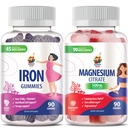 Magnesio Gummies 500mg & Iron Gummies per adulti - Vitamine di ferro con vitamina C