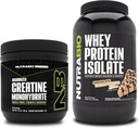 NutraBio Creatina monoidrato, non aromatizzato, 150g e proteine del siero, burro di arachidi al cioccolato, supplemento Bundle - energia muscolare, crescita muscolare magra, recupero e resistenza