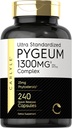 Carlyle Pygeum Supplemento 1300mg | 240 capsule | Non OGM, Gluten Free | Africanum Bark Extract Supplement