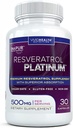 Resveratrolo Platinum Antiossidanti Supplemento: potente formula antiinvecchiamento con puro, naturale Trans Resveratrolo per il supporto immunitario, vitalità e salute del cervello, 30 capsule vegetali senza glutine