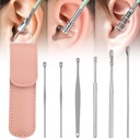 Ear Cleaner, 2024 Nuovo in acciaio inox 360 Spiral Earwax Cleaner Tool Set con custodia in pelle PU, Kit di pulizia dell'orecchio, Kit di pulizia dell'orecchio portatile per gli uomini e le donne (E Type*1)