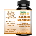 SHIFAA NUTRITION Halal Calcium Magnesium Supplement w/Vitamin D3 | Calcium 1.000 mg, Magnesio 500mg | 30 Serve, Non-GMO | Struttura & Bone Forza, Teeth, Cardiovascolare & Muscle Support