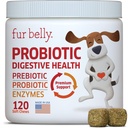 Probiotici per cani - Hot Spot Remedy per cani + Prebiotici - Cuciture allergiche per cani - Migliorare la digestione e la pancia in su, Allevia Gas & Diarrea, Probiotici per cani e enzimi digestivi, 120