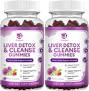 Detox & Repair Gummies - Extra Strength 14 in 1 Liver Support Supplement w/Milk Thistle Silymarin,Dandelion, Artichoke Extract & Elderberry - No Sugar, Liver Health Supplement -120 Ct