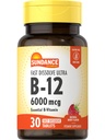 Vitamina B-12 | 6000mcg | 30 compresse | Natural Berry Flavor | Vegetariano, Non OGM e Gluten Free Supplement