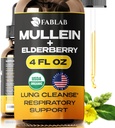 FabLab Mullein Leaf Extract with Elderberry 4 Fl Oz - Made in Italy - Drops for Better Lung - Mullein Tincture for Lung Detox - Bronchial Cleanse for Smokers - Respiratory Herbal Supplement