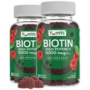 YumVs Biotin Gummies 5000mcg - Luscious Raspberry Flavor - Thicker Faster Hair Growth Gummies for Women or Men - Hair, Skin & Nails Vitamins - Hair Gummy - Integratore Biotin Vegetariano (60 Ct., 2pk)