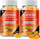 Gummie curcumina curcuma curcuma con Ginger & Black Pepper Vegan Pectin Formula per Boost immunitario, pelle sana e supporto articolare Integratore masticabile per adulti e adolescenti (2-Pack)