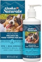 Olio di pesce selvaggio sostenibile dell'Alaska per cani Pelle e Cappotto – EPA + DHA Omega 3 olio - integratori di cani acidi grassi - Supporto Cappotto di pelliccia e salute del cervello - Topper di cibo liquido naturale per gli animali – 8 oz. Pompa