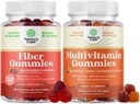 Bundle of Fiber Gummies for Adults - Chicory Root Supplemento con Prebiotico per Gut & Digestive - Zucchero Libero & Vegan e Multivitamina Gummies per Adulti - Mummia Halal Multivitamin con B12 Biotin