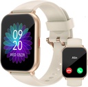 RUIMEN Smart Watches for Women Men (Answer/Make Calls, 2 Bands Incluso), 1.8" Smartwatch per iOS/Android Phones, Fitness Tracker Heart Rate/Sleep Monitor Digital Watch Impermeabile Milky Bianco