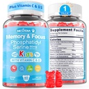Fosfatidilserine Supplemento 100mg, Gummie di messa a fuoco per bambini adolescenti + vitamina C & D3 400IU, Zucchero gratis bambini cervello Gummies aumentare l'attenzione e concentrazione, Chewable, Vegan, senza glutine, Non OGM 60Cts