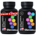 Thermogenic Multi Collagen Burn Capsules - Peptidi di collagene idrolizzati Plus Acido ialuronico - Advanced Type I, II, III, V, X - 2-Pack, 180 cappucci di combustione collagene