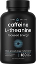 Pillole di caffeina con L-teanina per l'energia messa a fuoco, Smooth & Clean Energy Supplement per Focus & Performance, No Crash, No Jitters, 60 Pillole di energia Vegan
