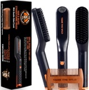 TAME The Wild Beard Brush and Beard Straightener for Men - Ionic Heated Comb with 3 Regolabili Temps - Cuscinetto in legno Pettine per Grooming - Sicurezza anti-Scald - per tutti i tipi di capelli
