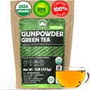 U.S. Wellness Naturals Organic Gunpowder Green Tea | Loose Leaf | Premium Quality | 100% Certified Organic Green Tea |16oz/453g | 200+ Tazze