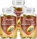 Ubiquinol CoQ10 600 MG Softgels con Omega-3 & Shilajit & PQQ, Advanced Dual-Delivery Coenzyme-Q10, Active CoQ10 Ubiquinol Supplemento per fertilità, antiossidante, cuore, cervello & energia, 180 Serve