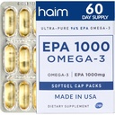 HAIM EPA1000 – Integratore di olio di pesce EPA ad alta potenza – 1.100 mg Omega-3 per il cuore, il cervello e la salute comune – Pharmaceutical-Grade Softgels – Capsule Pure, Burpless – 60 Softgels – Made in USA