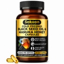 Capsule di olio di semi neri - Con il miele di Manuka neozelandese, Olio di Nigella Sativa, 2% Thymoquinone, Supporto immunitario e digestivo, Made in USA, 60 Count, 1010mg per porzione