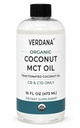 Verdana Organic MCT olio 16 oz – Grado alimentare USDA Organico per il caffè Keto, Olio naturale non aromatizzato Pulling Mouthwash & Massage - Coconut Derito, Fractionated– Medium Chain C8 C10 – Non OGM, Kosher