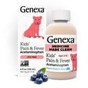 Acetaminofene Pulito dei bambini Genexa | Ingredienti Preferiti Pediatriciani | Riduttore di dolore e febbre per bambini | Dye Free, 0% Additivi artificiali | Età 2-11, Delizioso liquido di mirtillo biologico, 4 fl oz