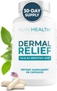 PUREHEALTH RESEARCH Dermal Relief Integratori - per pelle irritata, Eczema e Dermatite con L-Histidine, Ashwagandha Root Extract, Rhodiola Crenulata, Vitamina D ed E - 1 Bottiglia - 60 Capsule