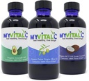 MyVitalC Combo di Olio Extra Vergine di Oliva Biologico, Olio MCT & Avocado - ESS60 Integratore Antiossidante - per Antiinvecchiamento, Longevità, Sonno, Energia - Confezione da 3