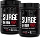 Jacked Factory Nitrosurge Shred Max Preworkout - Polvere pre allenamento termogenica ad alta efficienza con L Citrulline, Acetil L Carnitina, Caffeina organica - 80 Servings, Bomba di ciliegia & Peach di anguria