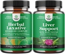 Bundle of Herbal Laxative Capsule con Probiotici e Integratore di supporto per fegato di cardo - Natural Colon Detox Digestive Support System - Integratore di fegato di erbe con latte di silimarin