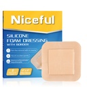 Silicone Foam Dressing 4"x4", Impermeabile in Silicone Bandages con Border Adhesive, Letto ad alta assorbenza Absorbenza Absorbenza Vestito da Wound Care (2,5"X2.5" Pad), 5 confezioni, FSA HSA