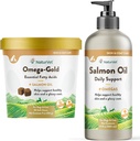 NaturVet – Olio di salmone della pelle & Coat Plus Omegas - Olio di 17 Oz - NaturVet – Olio di Salmone Omega-Gold Plus - 90 Chews Morbide