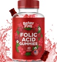 Gummies acido folico 400mcg - Prenatale essenziale e pancia di gravidanza per le donne, mamme e bambino a essere - 60 lampone aromatizzato Folate Gummy Vitamine - Made in the USA