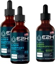 E2H: Integratore di supporto per fegato (2 Pack - 4 Fl Oz) e Gocce liquide per clorofilla (Boriglia per candele - 2 Fl Oz) | Vegan, Non OGM - (6 Fl Oz Totale) - Bundle