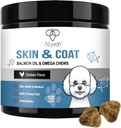 Omega 3 Fish Oil per cani, Salmon olio pelle e cappotto supplemento per cani Allergy Relief, Dry & Itching pelle trattamento sollievo, Allergy Chews - Cane Anti Shedding Treats - Shiny Coats - EPA & DHA