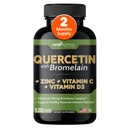 Gade Nutrition Quercetin with Bromelain Vitamin C and Zinc Vitamin D3 | Integratore di Supporto Immune in Capsule | Non-GMO, Gluten-Free, Vegan | Prodotto negli Stati Uniti | 2 Mesi di Alimentazione