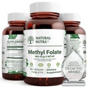 Nutra naturale attivo Methyl Folate supplemento con Quatre folic, il cuore di sostegno e la salute del corpo, aiuta la salute del cervello, migliora le vibrazioni positive, aiuta a ridurre Bone-Tired, B9, 90 Vegan compresse (pacchetto di 2)