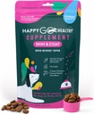 Skin & Coat Integratori per Cani | Cane Itching Skin Relief & promuove Shiny Skin Coat per Cani | Ricco in Omega 3 ingredienti naturali Tasty Kibble Dog Food Topper | 60 Count Pack