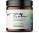 LUV salute Vitality Superblend: Integratore di funghi - Superfood Powder with Cacao, Lion’s Mane, Cordyceps, Reishi, Green Tea, and Turmeric – Energy, Focus & Daily Wellness Support Vegan, 30 Servings