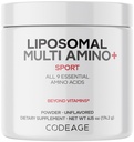 Codeage Liposomal Multi Amino Powder Supplement - BCAA & EAA Supplemento Tutti 9 aminoacidi essenziali, Amminoacido Branched-Chain, Pre & post allenamento, Unflavored, Consegna Liposomal, Non-GMO, 6.15 oz