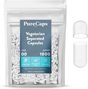PureCaps USA - Capsule Pillole Vegetariani Vuoti e Vegani Dimensioni 00| 1.000 Pillole Separate|Clear | Certificato Non OGM | SLS, Gluten, Preservative Free