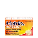 Motrin IB Migraine Relief Liquid Gel Capsule con 200 mg Ibuprofene per Capsule, Medicina di mal di testa di migrazione veloce ed efficace con NSAID Pain Reliever Ibuprofen, Caffeine-Free, 80 ct