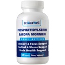 Phosphatidylserine & Bacopa Monnieri, meglio di ogni solo. Phosphatidylserine Supplement 300mg, Nessun filler, Soy Free, 2in1, 120 capsule. Supporto di memoria