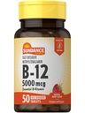 Vitamina di Sundance B12 Tavole di dissolve rapida | 5000 mcg | 50 Count | come Methylcobalamin | Natural Berry Flavor | Vegetariano, Non OGM e Gluten Free Supplement