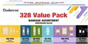 Varietà Bandages Pack, 328ct Bulk assortito varie dimensioni, forme e caratteristiche | Sheer & Flex Tessuto con Benzalkonium, ECO Bamboo Tessuto, Impermeabile, Cartone Blind Box Fragrance Bandages